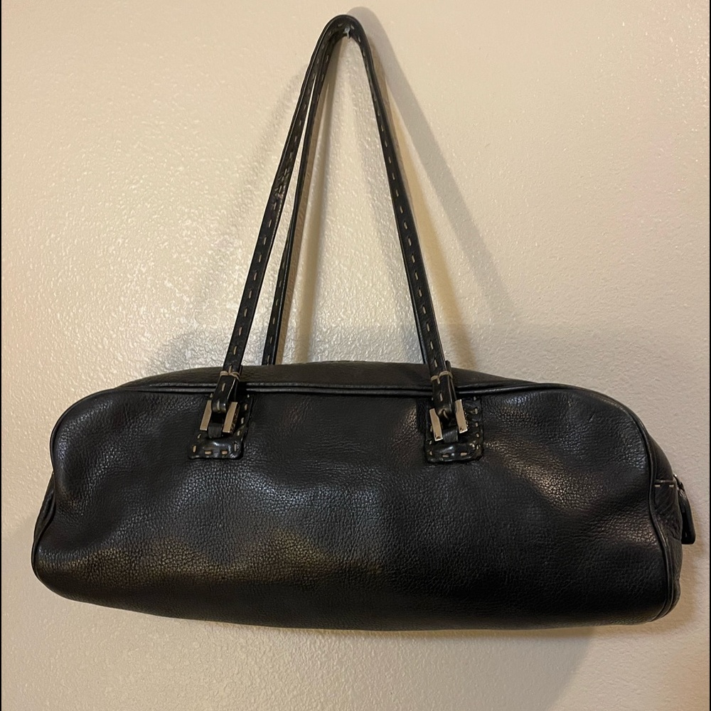 Authentic Fendi Selleria black leather bag.  15” long, 4.5” high and 3” wide.